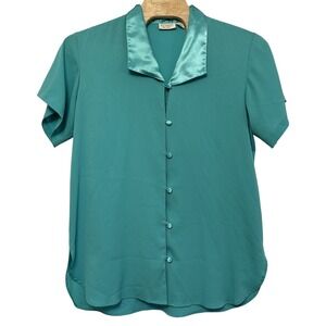 Victorias Secret Vintage Gold Label Teal Sleep Shirt Women Size Medium/Large M/L